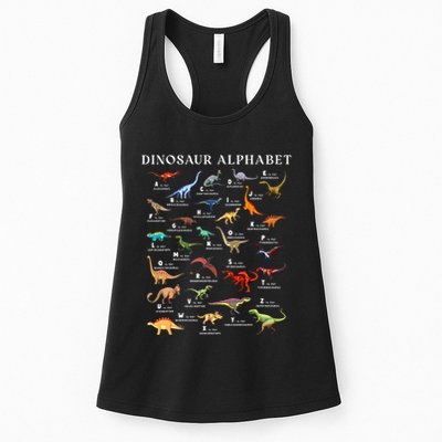Types Of Dinosaurs Alphabet Abc Dino Identification Az Womens Tank Top