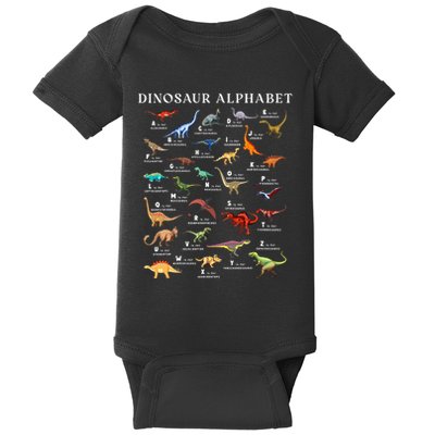 Types Of Dinosaurs Alphabet Abc Dino Identification Az Baby Bodysuit