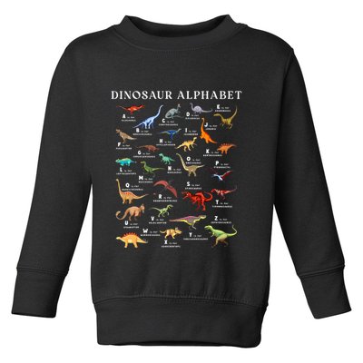 Types Of Dinosaurs Alphabet Abc Dino Identification Az Toddler Sweatshirt
