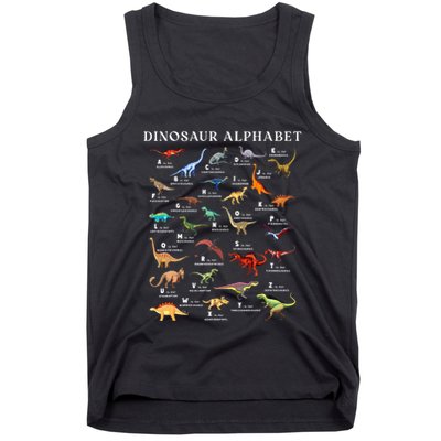 Types Of Dinosaurs Alphabet Abc Dino Identification Az Tank Top