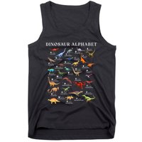Types Of Dinosaurs Alphabet Abc Dino Identification Az Tank Top