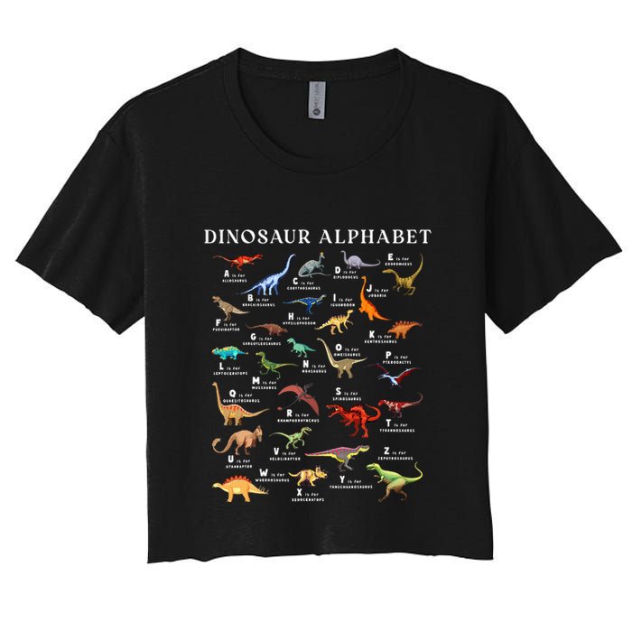 Types Of Dinosaurs Alphabet Abc Dino Identification Az Crop Top