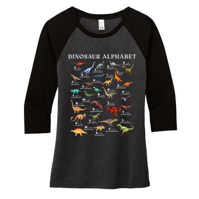 Types Of Dinosaurs Alphabet Abc Dino Identification Az Women's Tri-Blend 3/4-Sleeve Raglan Shirt
