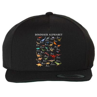 Types Of Dinosaurs Alphabet Abc Dino Identification Az Wool Snapback Cap