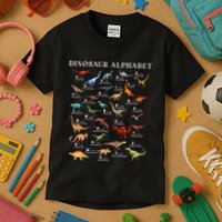 Types Of Dinosaurs Alphabet Abc Dino Identification Az Kids T-Shirt