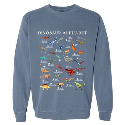 Types Of Dinosaurs Alphabet Abc Dino Identification Az Garment-Dyed Sweatshirt
