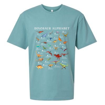 Types Of Dinosaurs Alphabet Abc Dino Identification Az Sueded Cloud Jersey T-Shirt