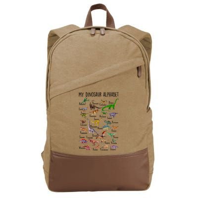 Types Of Dinosaurs Alphabet A Z Abc Dino Identification Cotton Canvas Backpack
