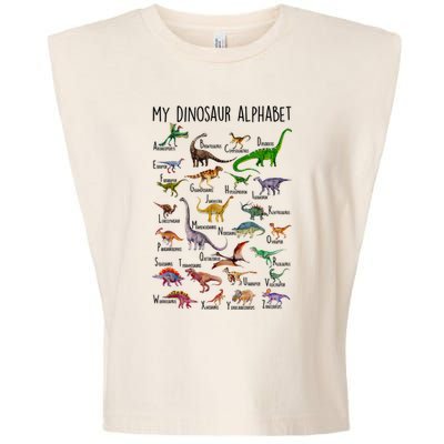 Types Of Dinosaurs Alphabet A Z Abc Dino Identification Garment-Dyed Women's Muscle Tee