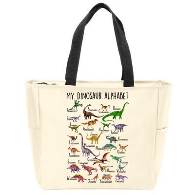 Types Of Dinosaurs Alphabet A Z Abc Dino Identification Zip Tote Bag