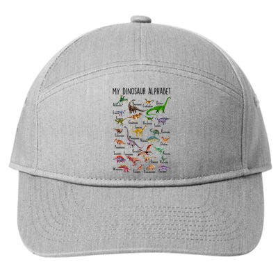 Types Of Dinosaurs Alphabet A Z Abc Dino Identification 7-Panel Snapback Hat