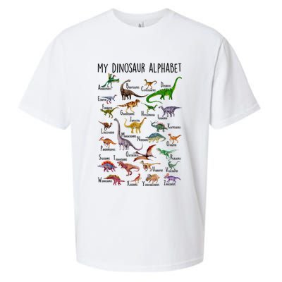Types Of Dinosaurs Alphabet A Z Abc Dino Identification Sueded Cloud Jersey T-Shirt