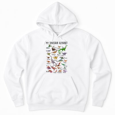 Types Of Dinosaurs Alphabet A Z Abc Dino Identification Hoodie