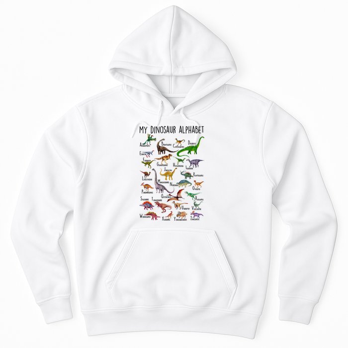 Types Of Dinosaurs Alphabet A Z Abc Dino Identification Hoodie