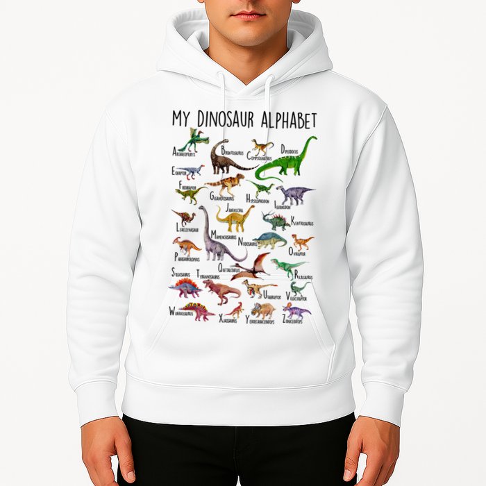 Types Of Dinosaurs Alphabet A Z Abc Dino Identification Hoodie