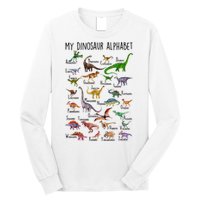 Types Of Dinosaurs Alphabet A Z Abc Dino Identification Long Sleeve Shirt