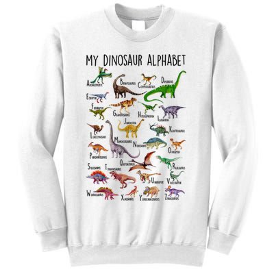 Types Of Dinosaurs Alphabet A Z Abc Dino Identification Sweatshirt