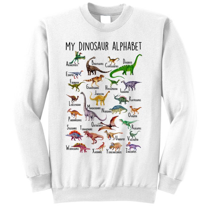 Types Of Dinosaurs Alphabet A Z Abc Dino Identification Sweatshirt