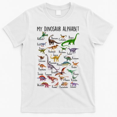 Types Of Dinosaurs Alphabet A Z Abc Dino Identification T-Shirt