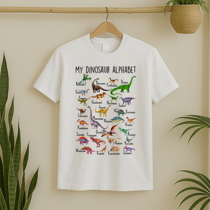 Types Of Dinosaurs Alphabet A Z Abc Dino Identification T-Shirt