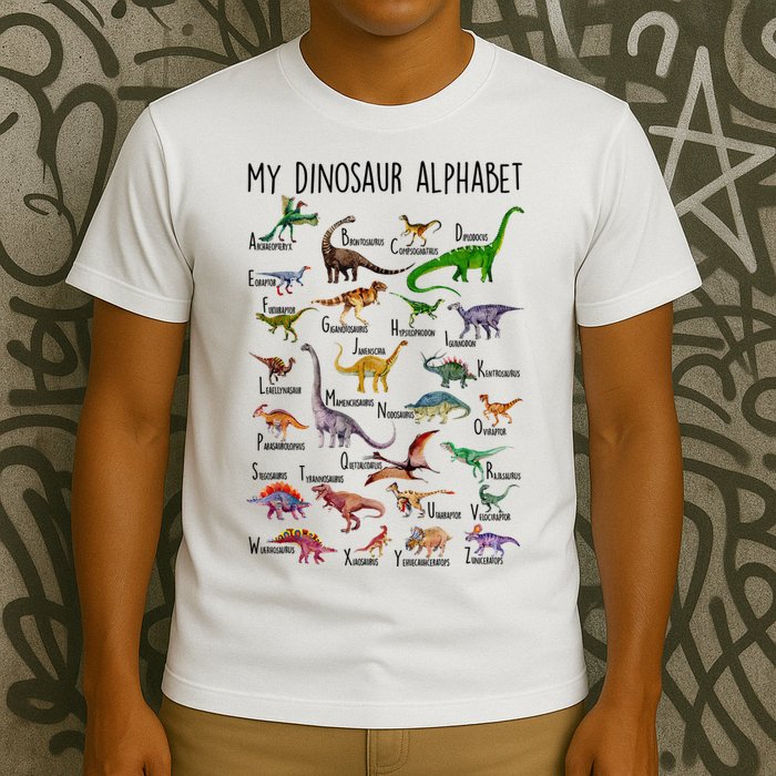 Types Of Dinosaurs Alphabet A Z Abc Dino Identification T-Shirt