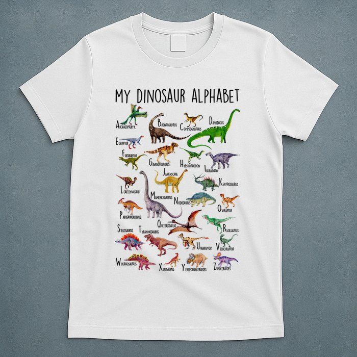 Types Of Dinosaurs Alphabet A Z Abc Dino Identification T-Shirt