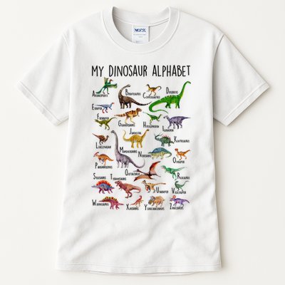 Types Of Dinosaurs Alphabet A Z Abc Dino Identification Tall T-Shirt
