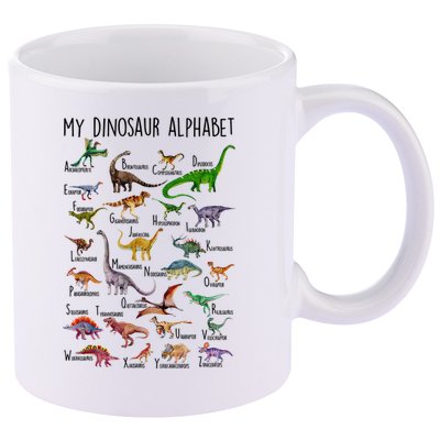 Types Of Dinosaurs Alphabet A Z Abc Dino Identification 11oz C Handle Ceramic Mug