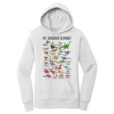 Types Of Dinosaurs Alphabet A Z Abc Dino Identification Women's Pullover Hoodie