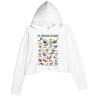 Types Of Dinosaurs Alphabet A Z Abc Dino Identification Crop Fleece Hoodie