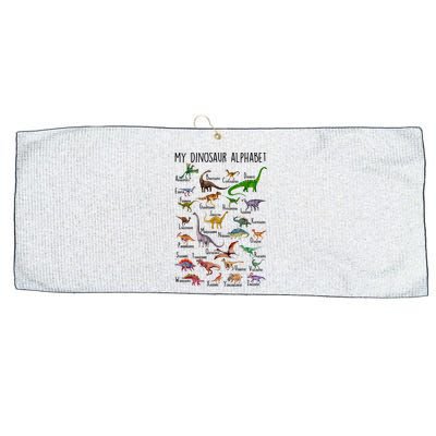 Types Of Dinosaurs Alphabet A Z Abc Dino Identification Large Microfiber Waffle Golf Towel