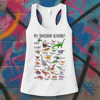 Types Of Dinosaurs Alphabet A Z Abc Dino Identification Womens Tank Top
