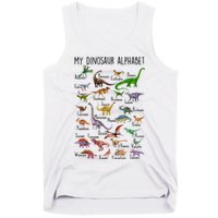 Types Of Dinosaurs Alphabet A Z Abc Dino Identification Tank Top