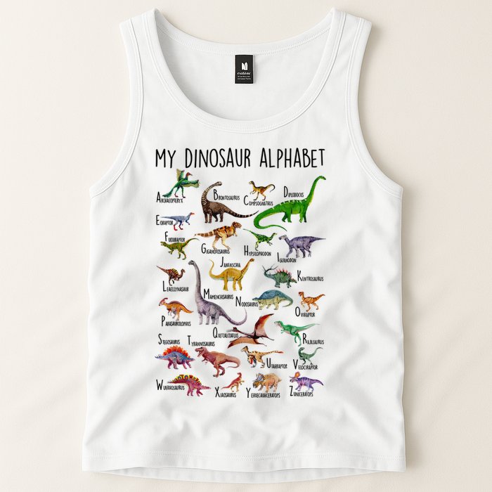 Types Of Dinosaurs Alphabet A Z Abc Dino Identification Tank Top