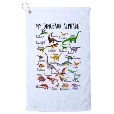 Types Of Dinosaurs Alphabet A Z Abc Dino Identification Golf Towel