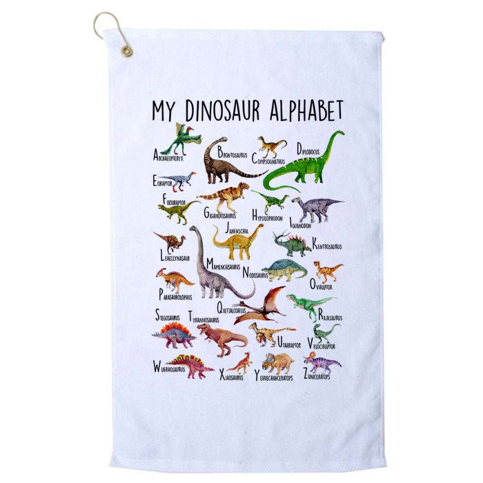 Types Of Dinosaurs Alphabet A Z Abc Dino Identification Golf Towel