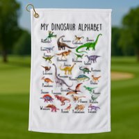 Types Of Dinosaurs Alphabet A Z Abc Dino Identification Golf Towel