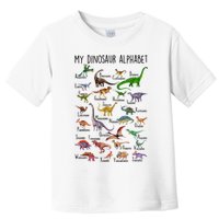 Types Of Dinosaurs Alphabet A Z Abc Dino Identification Toddler T-Shirt
