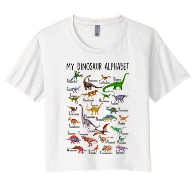 Types Of Dinosaurs Alphabet A Z Abc Dino Identification Crop Top