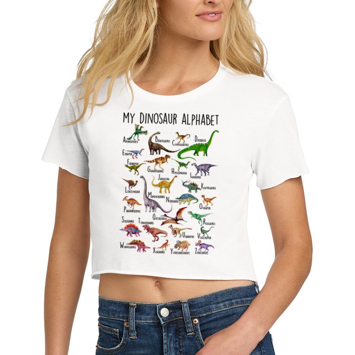 Types Of Dinosaurs Alphabet A Z Abc Dino Identification Crop Top