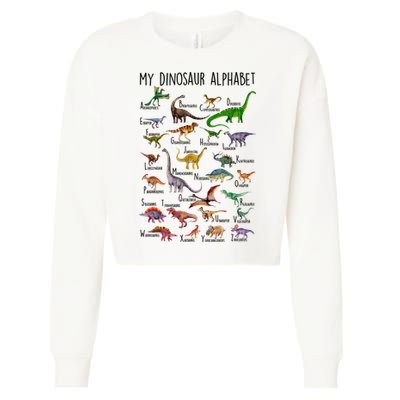 Types Of Dinosaurs Alphabet A Z Abc Dino Identification Cropped Pullover Crew