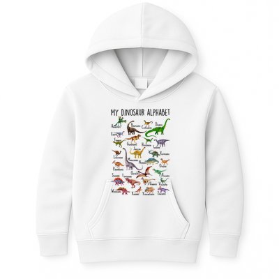 Types Of Dinosaurs Alphabet A Z Abc Dino Identification Kids Hoodie