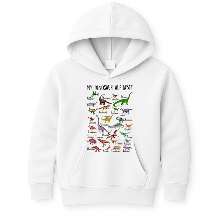 Types Of Dinosaurs Alphabet A Z Abc Dino Identification Kids Hoodie