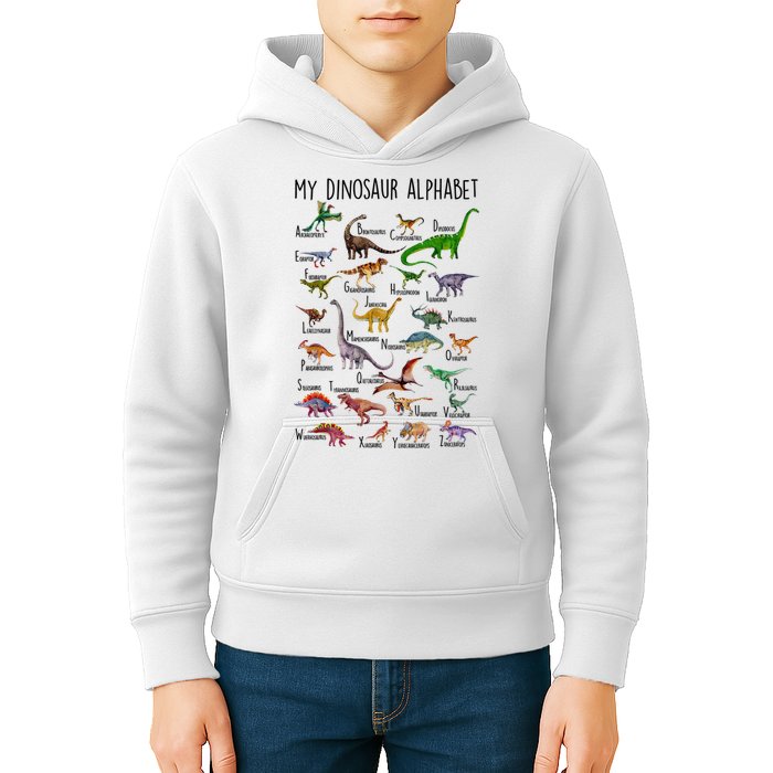 Types Of Dinosaurs Alphabet A Z Abc Dino Identification Kids Hoodie