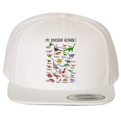 Types Of Dinosaurs Alphabet A Z Abc Dino Identification Wool Snapback Cap