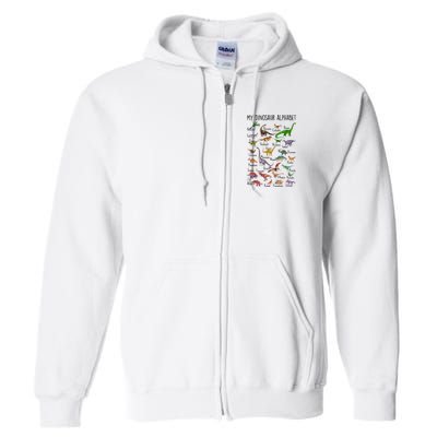 Types Of Dinosaurs Alphabet A Z Abc Dino Identification Full Zip Hoodie