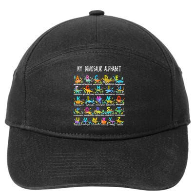 Types Of Dinosaurs Alphabet ABC Back To School Student Kids 7-Panel Snapback Hat