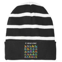 Types Of Dinosaurs Alphabet ABC Back To School Student Kids Striped Beanie with Solid Band