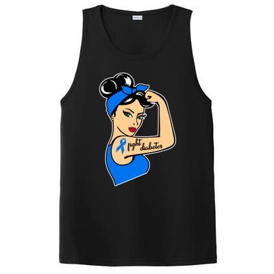 Type One Diabetes Awareness Month Rosie Riveter Blue Ribbon Gift PosiCharge Competitor Tank