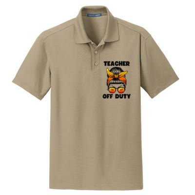 Teacher Off Duty Happy Last Day Of School Teacher Dry Zone Grid Polo